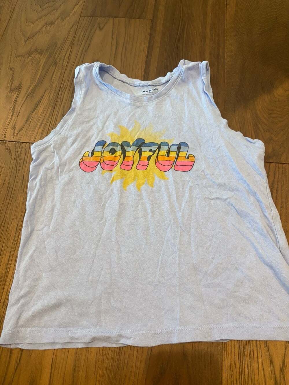 Old Navy Girls Joyful Sun Graphic Sleeveless Tank Top Light Blue Size L 10-12